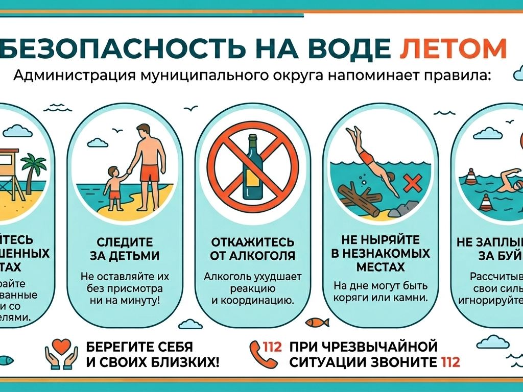 Лето — время отдыха у воды, но безопасность всегда должна быть на первом месте!.